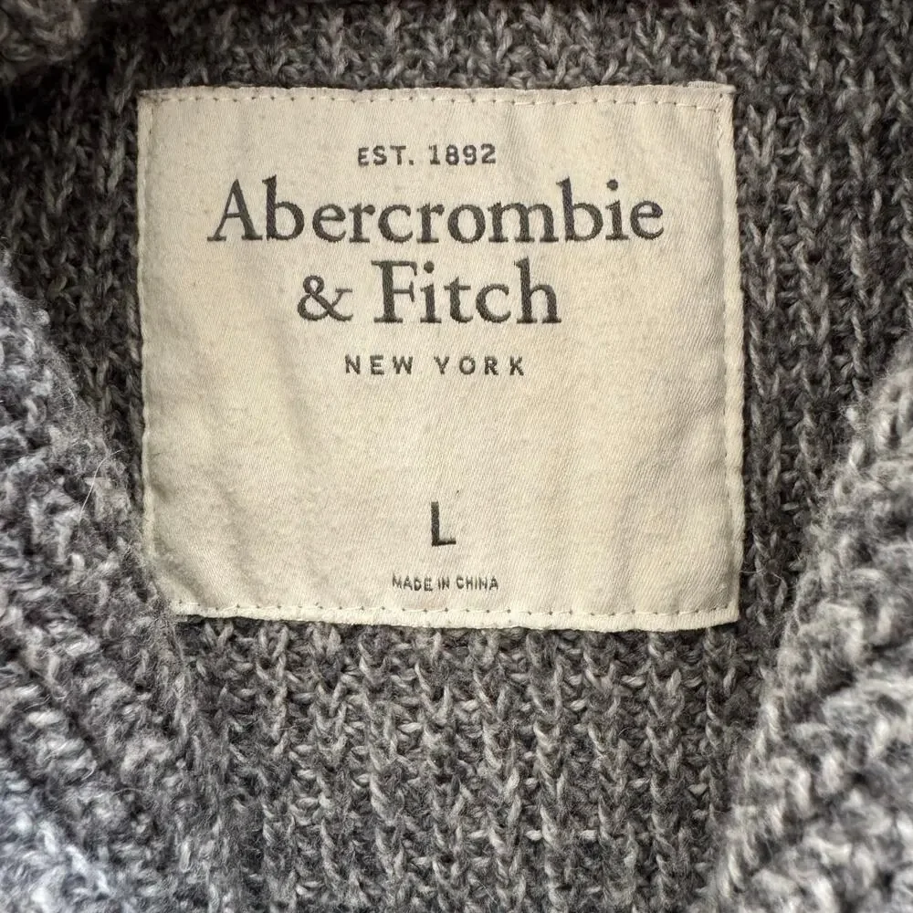 Abercrombie & Fitch Shawl Collar Pullover Ribbed Long Sleeve Sweater Men Size L - Picture 3 of 11